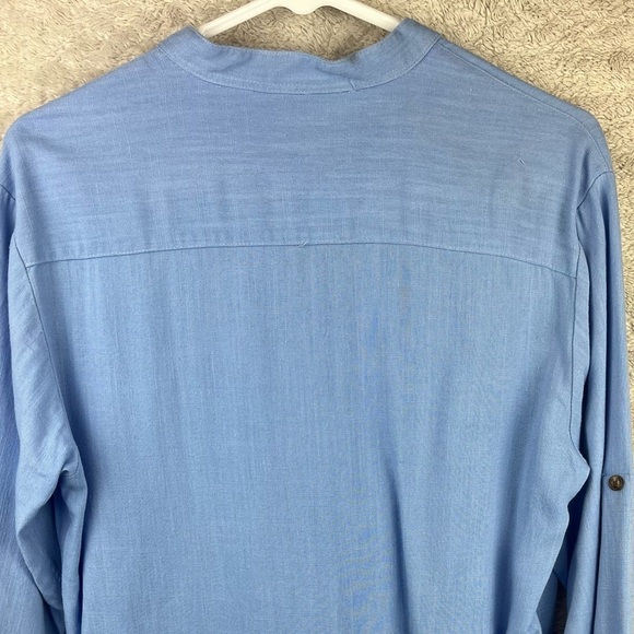 D. LAND Blue Pop Over Shirt Parsons Collar - Picture 9 of 11